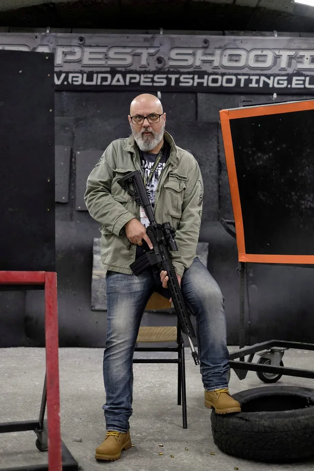 P.B. Harry at the Budapest shooting range